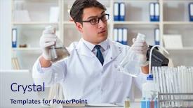  Presentation with water contamination - PPT theme with researcher scientist doing a water background and a lemonade colored foreground