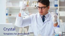  Presentation with water contamination - Amazing PPT theme having researcher scientist doing a water backdrop and a lemonade colored foreground