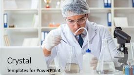  Presentation with water contamination - Cool new PPT theme with researcher scientist doing a water backdrop and a light gray colored foreground