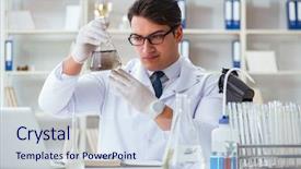  Presentation with water contamination - Beautiful slides featuring researcher scientist doing a water backdrop and a  colored foreground