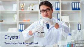  Presentation with water contamination - PPT layouts enhanced with researcher scientist doing a water background and a lemonade colored foreground