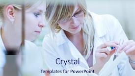  Presentation with research - Cool new PPT theme with researchers carrying out research together backdrop and a sky blue colored foreground