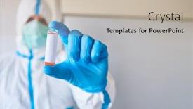  Presentation with ampoule - Theme having researchers-in-the-laboratory background and a soft green colored foreground