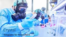  Presentation with vaccination - Beautiful PPT theme featuring researchers-work-as-a-team backdrop and a light blue colored foreground