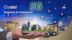  Presentation with connection - Amazing slide deck having telecommunications wifi - 5g concept of internet connection backdrop and a navy blue colored foreground