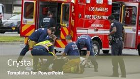  Presentation with firefighters - PPT theme enhanced with reseda-california-usa-may-9 background and a coral colored foreground