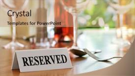  Presentation with restaurant - Slide deck enhanced with reservation - reserved sign on a restaurant background and a coral colored foreground