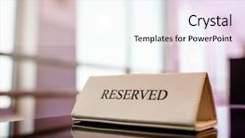  Presentation with restaurant - Audience pleasing presentation design consisting of reservation - restaurant reserved table backdrop and a cool aqua colored foreground