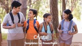  Presentation with friends - PPT theme with reserve studies - happy friends looking at each background and a  colored foreground