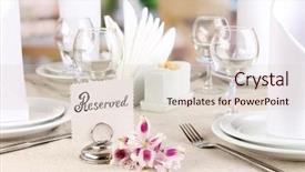  Presentation with restaurant - Audience pleasing PPT theme consisting of reserved sign on restaurant table backdrop and a lemonade colored foreground