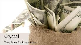  Presentation with the money hundred - Colorful theme enhanced with reserver bank - canvas money sack with one backdrop and a coral colored foreground