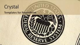  Presentation with bank - Cool new presentation theme with reserver bank - macro of the federal reserve backdrop and a coral colored foreground