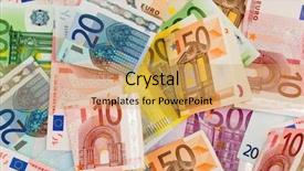  Presentation with bills - Presentation theme having reserver bank - many different euro bills photo background and a yellow colored foreground