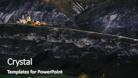  Presentation with church - Colorful slide set enhanced with reserver brightly lit by last backdrop and a black colored foreground