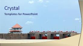  Presentation with communication and control engineering - Presentation design enhanced with reservoir and dam with control background and a  colored foreground