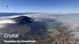  Presentation with animated hot air ballon - Presentation theme having reservoir from hot air ballon background and a dark gray colored foreground