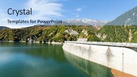  Presentation with dam - PPT layouts with reservoir of kurobe dam background and a light blue colored foreground