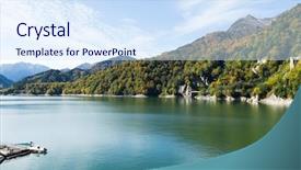  Presentation with dam - Amazing slide deck having reservoir of kurobe dam backdrop and a sky blue colored foreground
