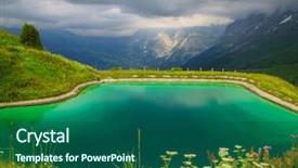  Presentation with tourism hiking - Colorful presentation design enhanced with reservoir rocks - alpine peaks landskape background jungfrau backdrop and a ocean colored foreground