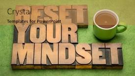  Presentation with mindset - Slides having reset-your-mindset-advice-word background and a gold colored foreground