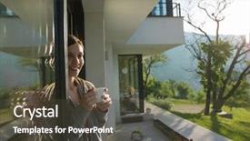  Presentation with villa - Audience pleasing presentation theme consisting of residence - portrait of a young beautiful backdrop and a dark gray colored foreground