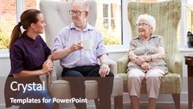  Presentation with female - PPT layouts featuring residence - portrait of male and female background and a tawny brown colored foreground