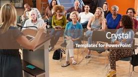  Presentation with neighborhood - Slide set consisting of resident hall - group attending neighborhood meeting listening background and a tawny brown colored foreground