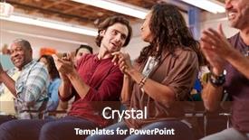  Presentation with community meeting - Slide deck having resident hall - group attending neighborhood meeting background and a tawny brown colored foreground