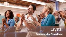  Presentation with community meeting - PPT layouts having resident hall - group attending neighborhood meeting background and a coral colored foreground