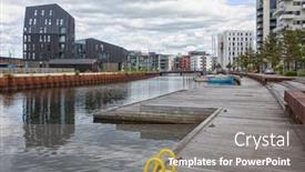  Presentation with marina - Presentation theme with residential-area-and-marina background and a gray colored foreground