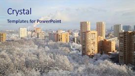  Presentation with residential - Amazing theme having residential area in moscow backdrop and a sky blue colored foreground