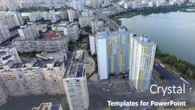  Presentation with residential - Presentation theme enhanced with residential-area-of-kiev-drone background and a gray colored foreground