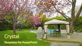  Presentation with fintech app pitch deck - PPT layouts consisting of residential backyard with gazebo deck background and a tawny brown colored foreground
