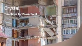  Presentation with residential - PPT theme with residential-building-collapsed-after-gas background and a violet colored foreground