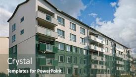  Presentation with residential - PPT theme featuring residential-building-exterior background and a ocean colored foreground