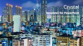  Presentation with hong kong - Slide set featuring residential-building-in-hong-kong background and a ocean colored foreground