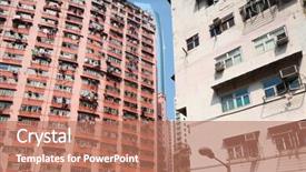  Presentation with residential - Colorful presentation design enhanced with residential-building-in-hong-kong backdrop and a coral colored foreground