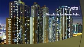  Presentation with residential - Beautiful slides featuring residential building in hong kong backdrop and a navy blue colored foreground