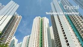  Presentation with residential - Presentation theme with residential-building background and a teal colored foreground