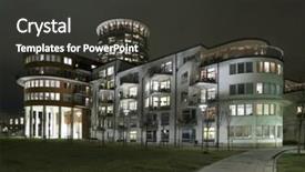  Presentation with residential - Amazing PPT theme having residential buildings at night with modern architecture backdrop and a dark gray colored foreground