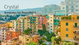  Presentation with residential - Colorful slide set enhanced with residential-buildings-in-genoa-genova backdrop and a light blue colored foreground