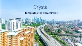  Presentation with kuala lumpur - Beautiful presentation theme featuring residential buildings near elevated road in midtown of kuala lumpur from high angle backdrop and a sky blue colored foreground