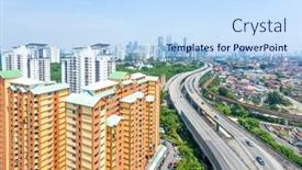  Presentation with kuala lumpur - Cool new presentation theme with residential buildings near elevated road in midtown of kuala lumpur from high angle backdrop and a sky blue colored foreground