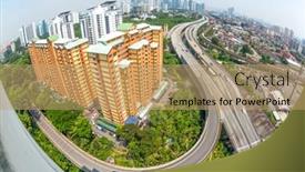  Presentation with kuala lumpur - Amazing theme having residential buildings near elevated road in midtown of kuala lumpur from high angle backdrop and a coral colored foreground