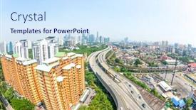  Presentation with kuala lumpur - PPT layouts consisting of residential buildings near elevated road in midtown of kuala lumpur from high angle background and a sky blue colored foreground