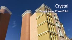  Presentation with urban neighborhood community development - Presentation theme with residential builing view from below background and a  colored foreground