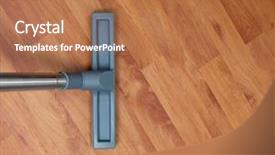  Presentation with vacuum cleaner robot - Slide set enhanced with residential cleaning - vacuum cleaner doing its job background and a coral colored foreground