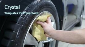  Presentation with automated car wash - Presentation theme having residential cleaning - washer of cars wipes background and a tawny brown colored foreground