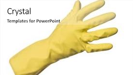  Presentation with residential - PPT theme featuring residential cleaning - yellow protection glove isolated background and a white colored foreground