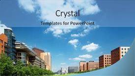  Presentation with modern building - Cool new presentation design with residential complex - modern apartment building in park backdrop and a light blue colored foreground